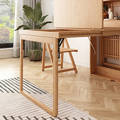 Wall Mounted Dining Table with Storage Shelf & Fold Out Desk for Small Apartment - Space Saving Wooden Extendable Table for Dining Room & Kitchen