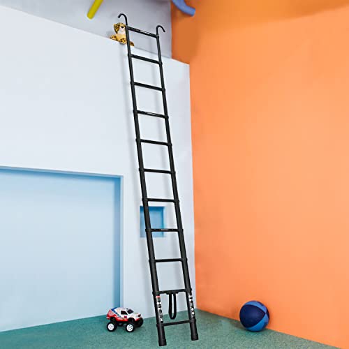 20.5ft Aluminum Telescoping Ladder Folding Telescopic Extension Ladder with 2 Roof Hooks EN131 Safe Standard Adjustable Height for Home Building Garden Attic Loft Decoration Painting 330lb Capacity