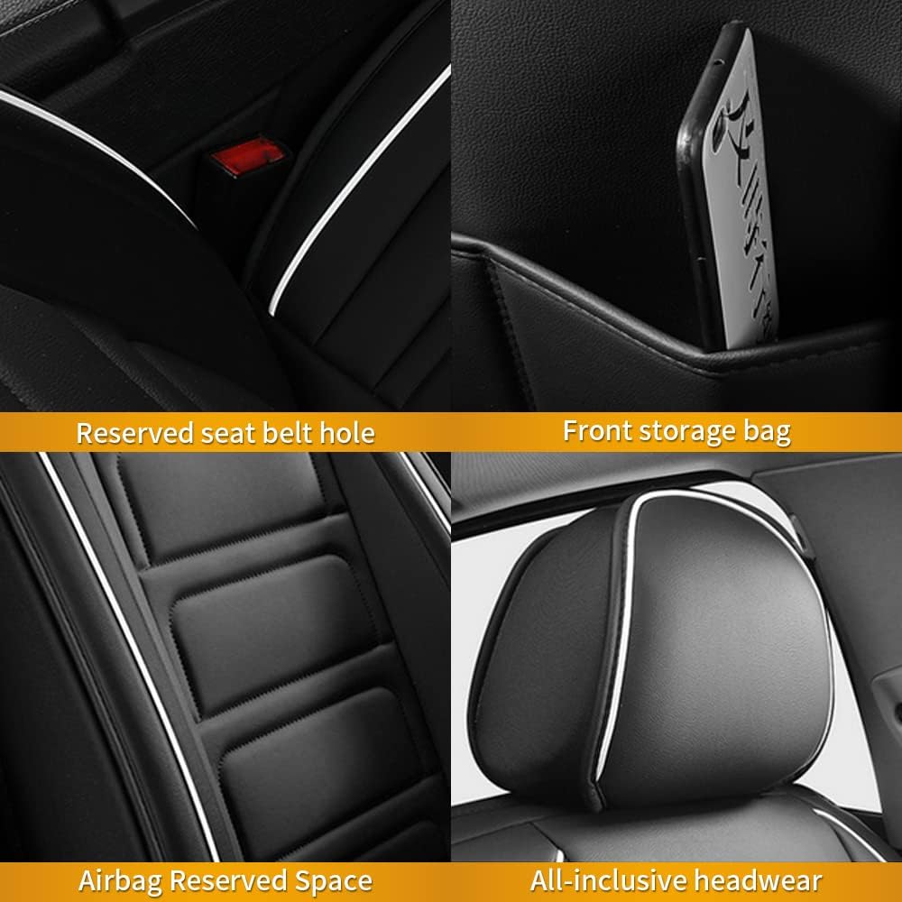 Car Seat Covers Waterproof Full Set Seat Covers Fit for 1996-2017 Toyota Camry Leather&Linen Vehicle Cushion Cover Compatible with Airbag