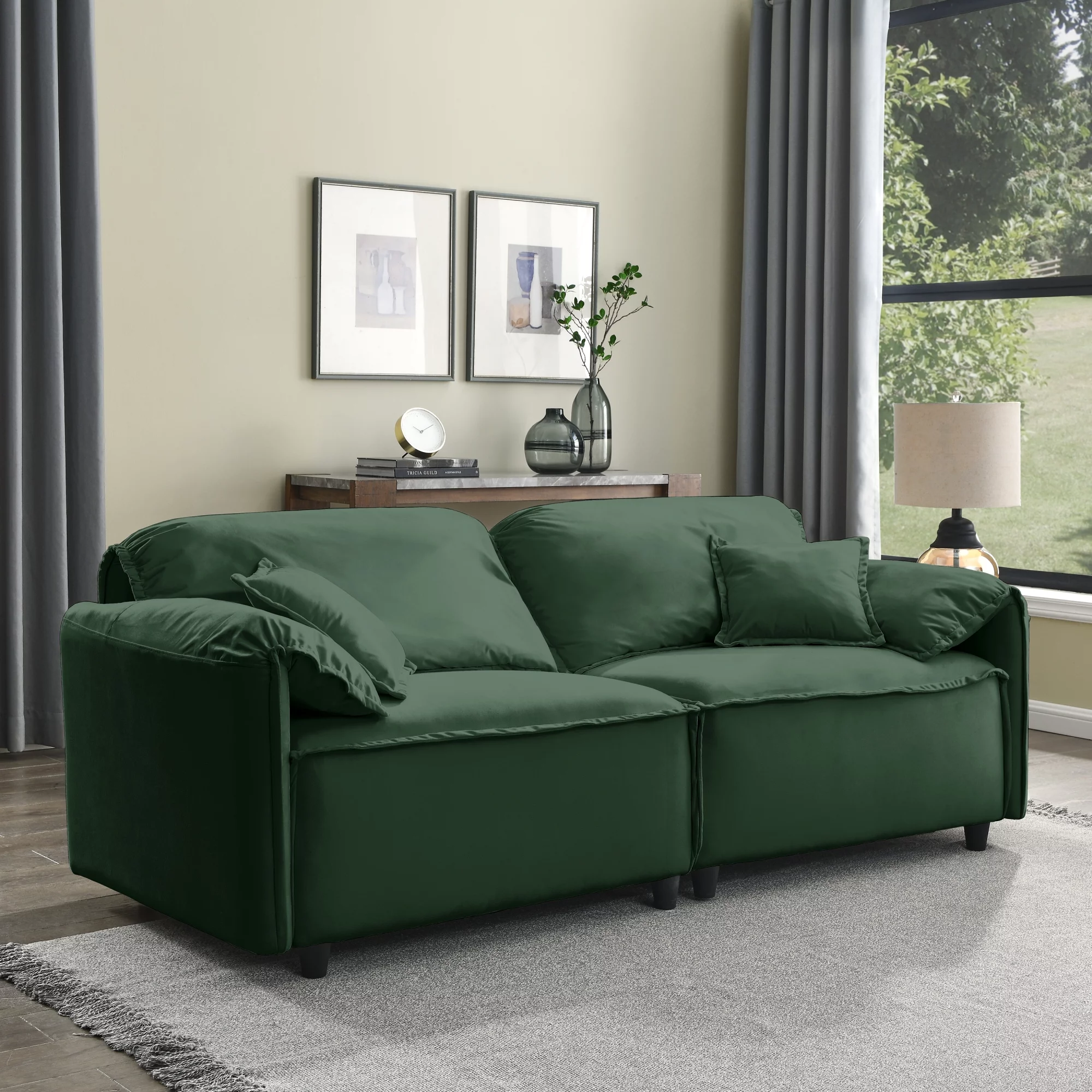 Luxury Modern Style Living Room Upholstery Sofa, velvet