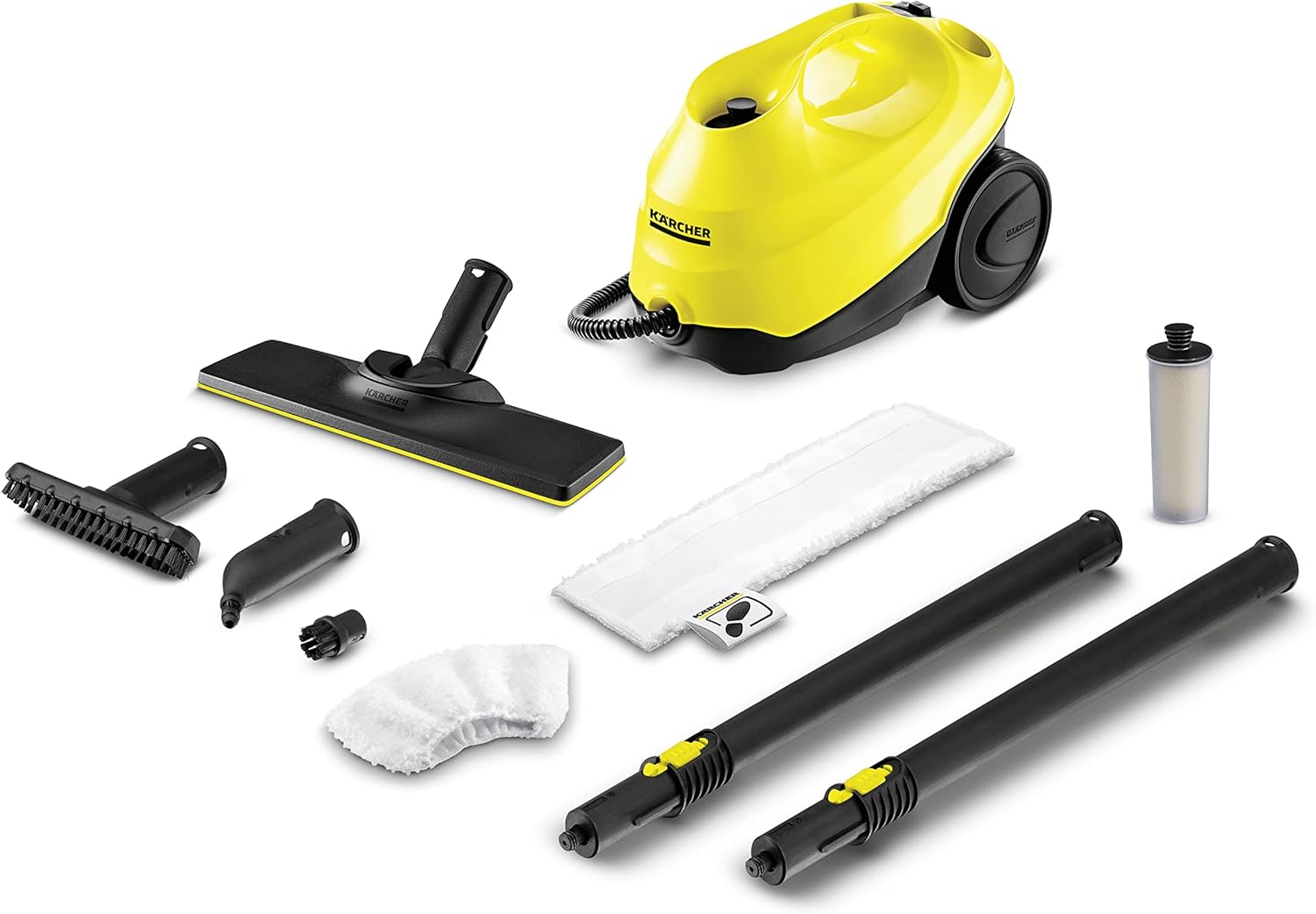 Karcher SC 3 Portable Multi-Purpose Steam Cleaner with Hand & Floor Attachments for Grout, Tile, Hard Floors, Appliances & More – Chemical-Free, Rapid 40 Second Heat-Up, Continuous Steam