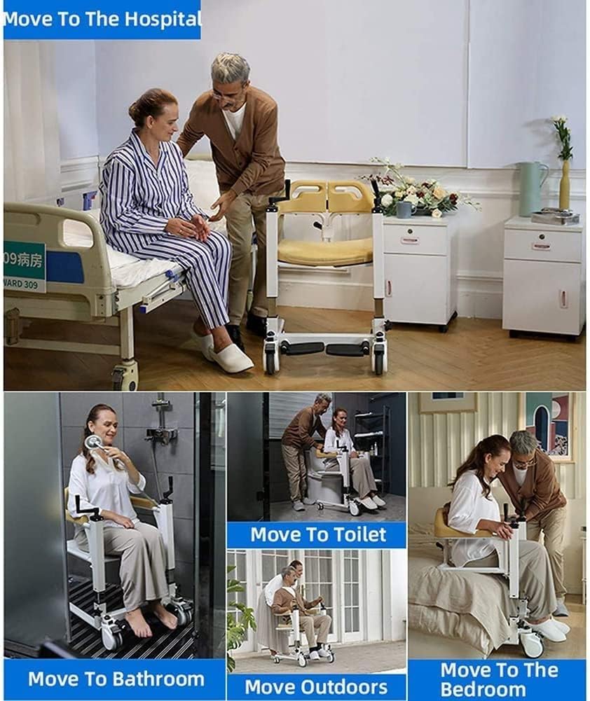Commode Toilet Chair,Shower Wheelchair Bath Toilet,Shower and Commode Transport Chair with Wheels and Padded Seat for Handicap, Elderly, Injured and Disabled, 250 Lb Weight Capacity
