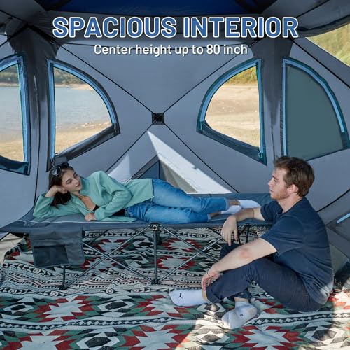 TIMBER RIDGE Instant Pop Up Hub Tent, 4 Person Portable Weather Resistant Camping Tent, 60 Second Set-Up, Easy Up Tents with Rain Fly and Carry Bag