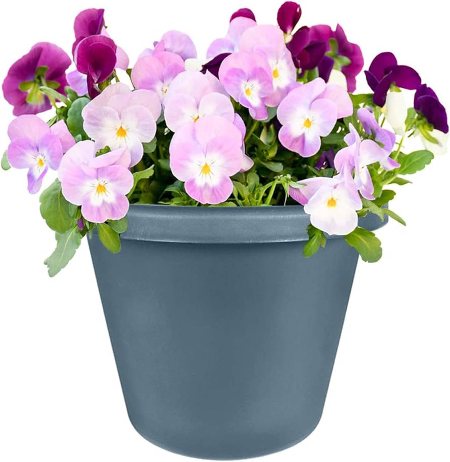 The HC Companies 24 Inch Indoor and Outdoor Classic Durable Plastic Flower Pot Container Garden Planter with Drainage Holes, Slate Blue (4 Pack)