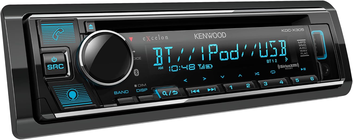 Kenwood KDC-X305 eXcelon CD Car Stereo Receiver w/Bluetooth Hands Free Calling, AM/FM Radio, USB, Amazon Alexa Built Ready, Variable Color Illumination