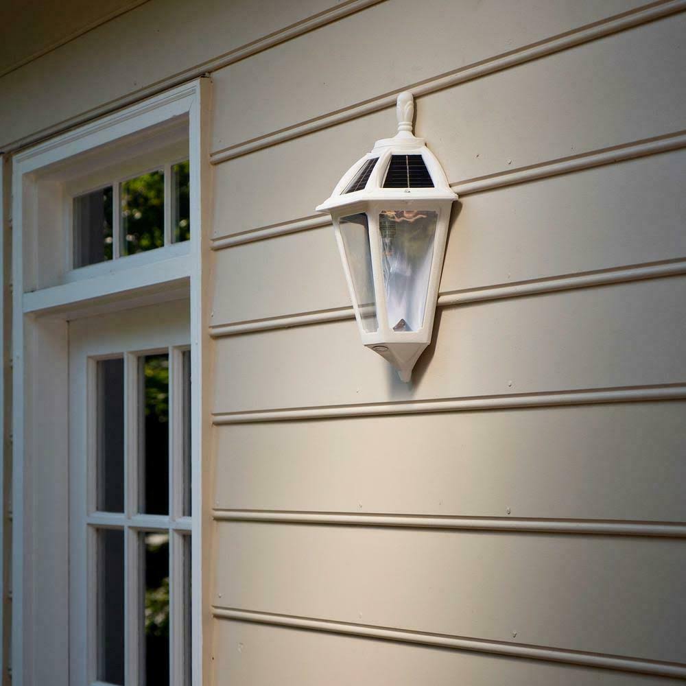 Gama Sonic 179210 Polaris Solar Sconce with GS Solar LED Light Bulb - White Finish