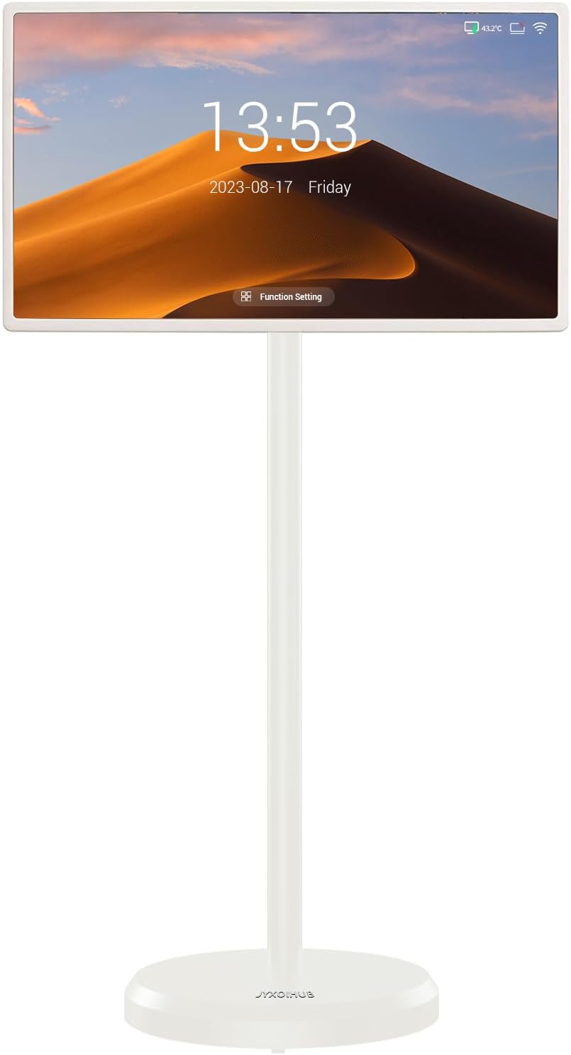 22 Inch 1080p Portable Touch Screen Monitor, RollableTablet TV with Android(Support Google Store), Wireless TV on Wheels Touchscreen Built-in Battery(4-6H), Full Swivel Rotation