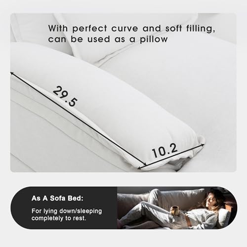 U Shape Sectional Sofa Velvet Cloud Couch for Living Room 110 Inch, Modern Deep Seat Cushions Sleeper Sofa with 4 Waist Pillows Oversized with Double Chaise Lounge (Gray-Velvet)