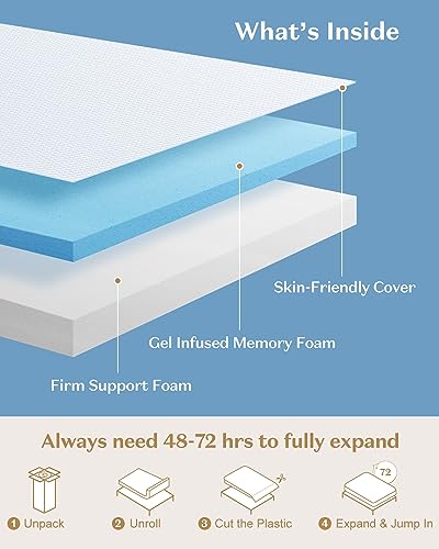 BedStory Firm Mattress Topper Full Size - 3 Inch Memory Foam Bed Toppers - High Density Foam Mattress Pad for Back Pain Relief