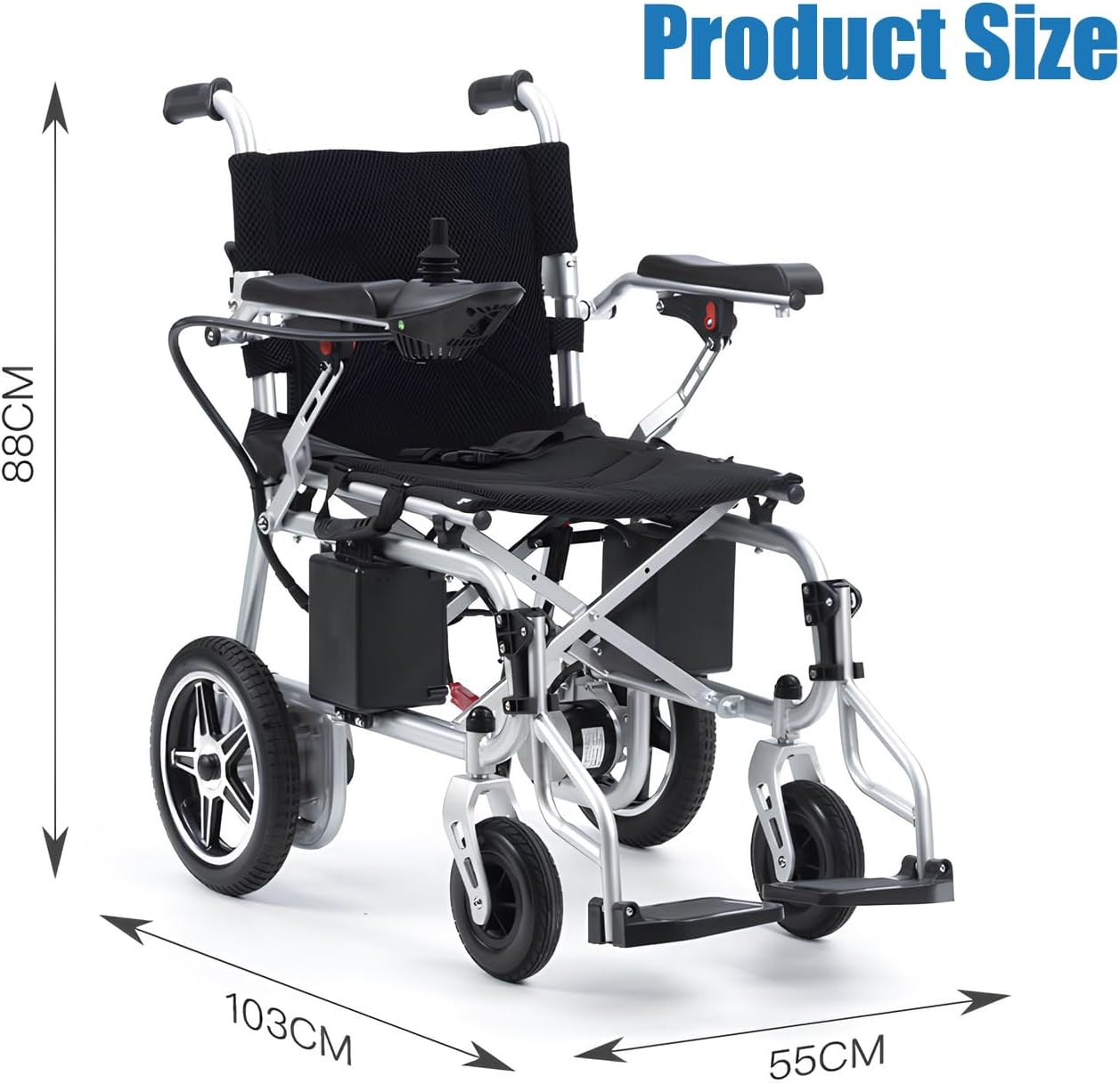 Electric Wheelchair for Adults, Portable Power Wheelchair Lightweight Foldable All Terrain Motorized Wheelchair for Seniors 12 Miles Travel Range