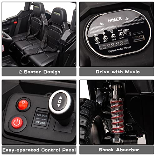 4X4 2 Seater Ride on Truck, 24V Battery Powered Ride on Car with Remote Control, Ride on UTV with EVA Tire/LED Lights, MP3, Horn, Music, Ride on Car for Kids, White