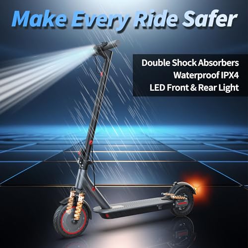 Electric Scooter with Dual Shock, 8.5" Solid Tires, 350W Motor 19mph/15mi Range, Dual Suspension Foldable Commuter Scooter for Urban Travel