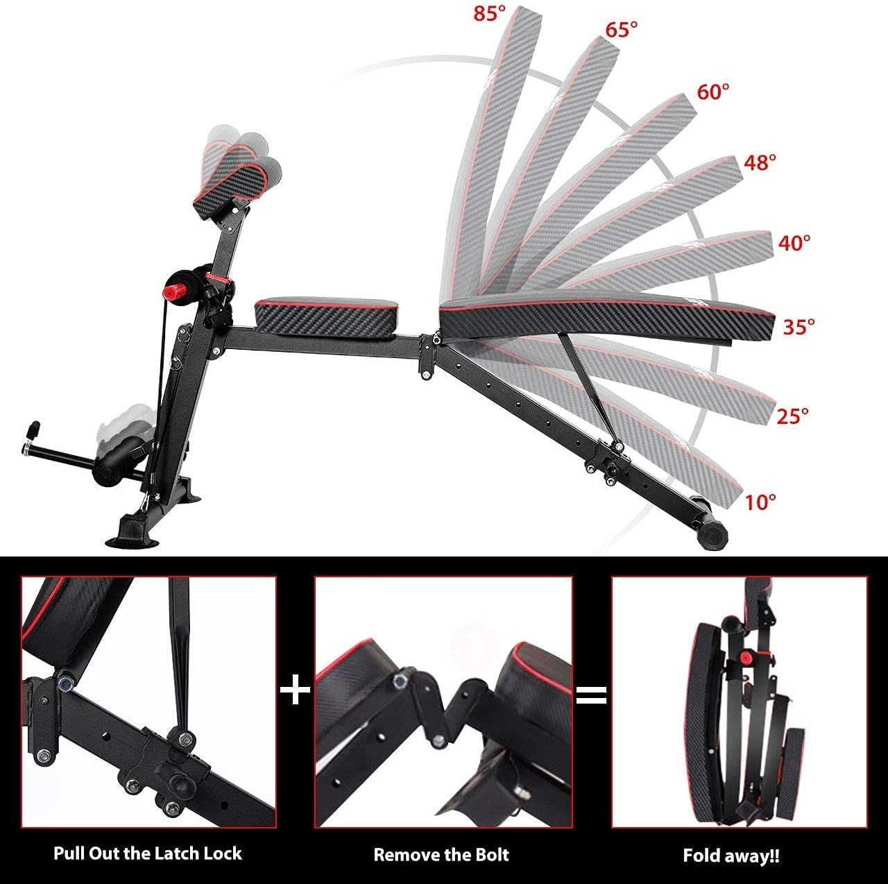 GIKPAL Adjustable Weight Bench - 8 Positions, Flat/Incline/Decline Folding FID Utility Bench, Foldable Exercise Workout Bench for Home Gym, 300lbs Capacity