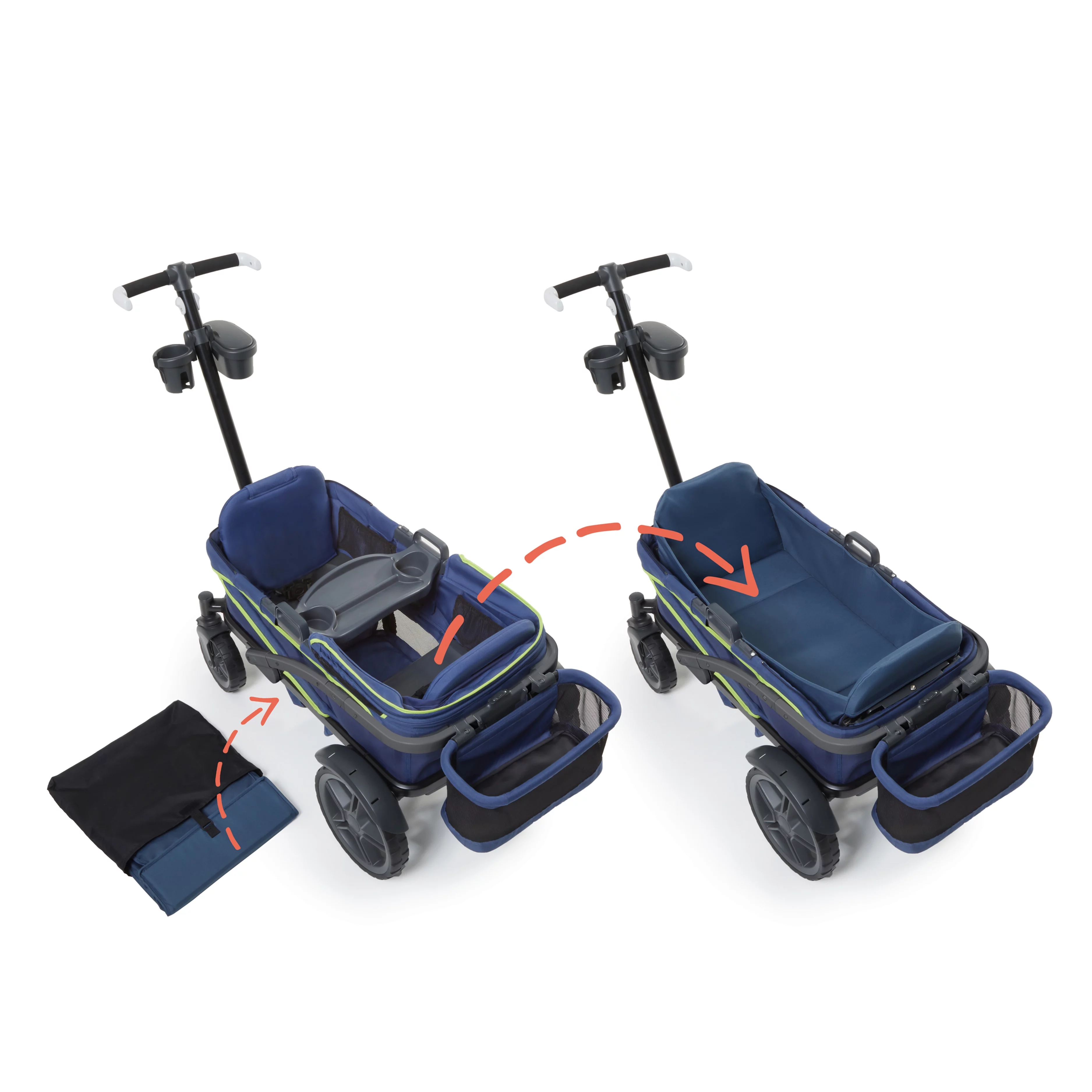 Gladly Family Anthem2 All-Terrain 2-Seater Wagon Stroller, Rugged Wheels, Removable Canopy, Foldable, Neon Indigo