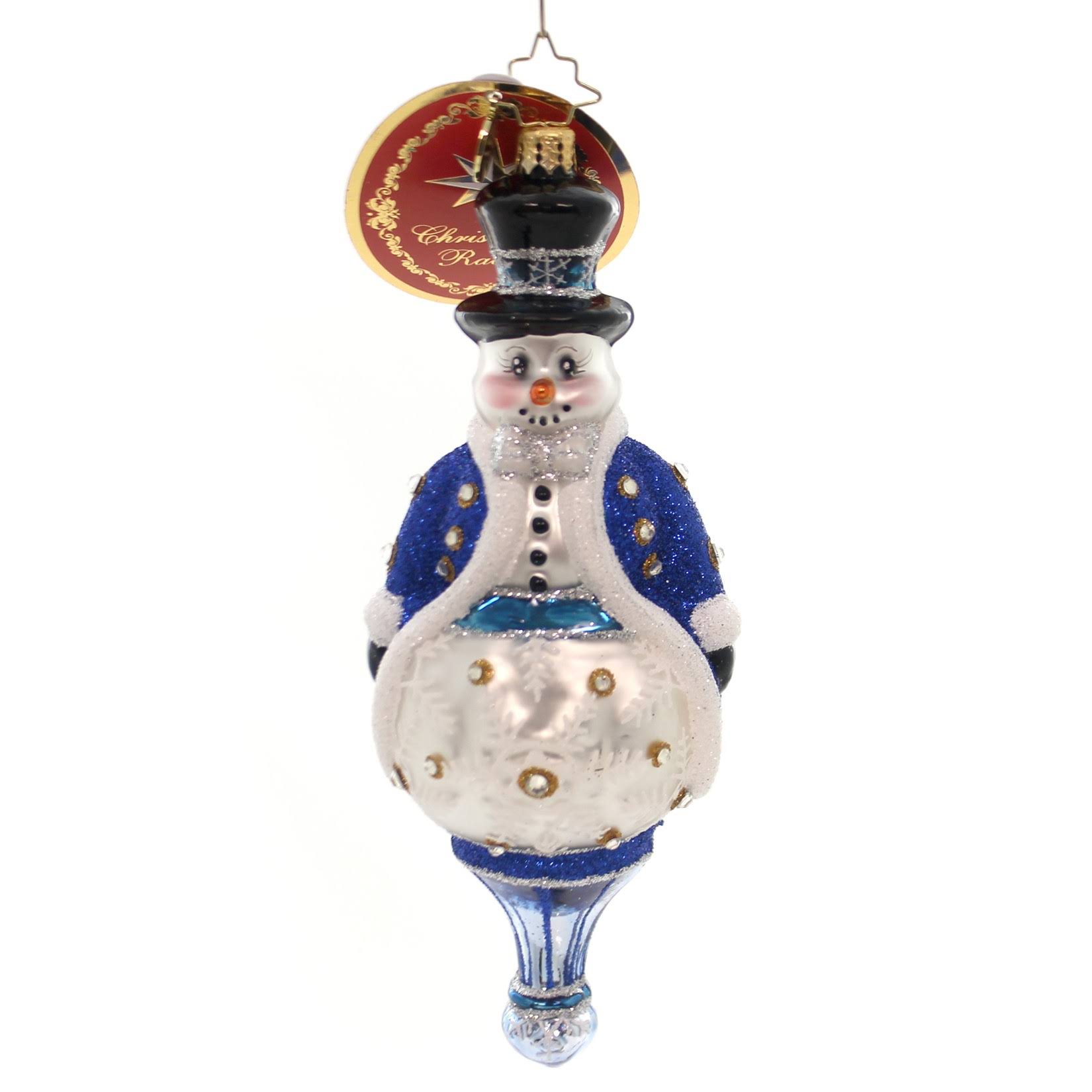 Christopher Radko Adorned Gentlemen Glass Christmas Jewels, White