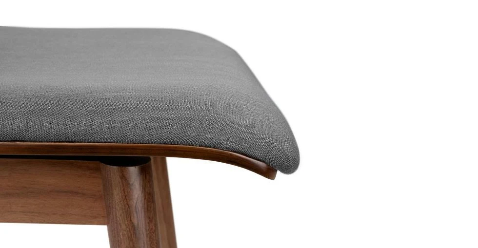 Swivel Bar Stool, Gray Fabric, Walnut Legs | Article Sede Modern Furniture