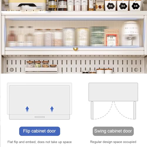 Bakers Rack with Storage Cabinet, 5 Tier Freestanding Tall Storage Sideboard, for Kitchen Hutch, Home, Office, Pantry, Garage