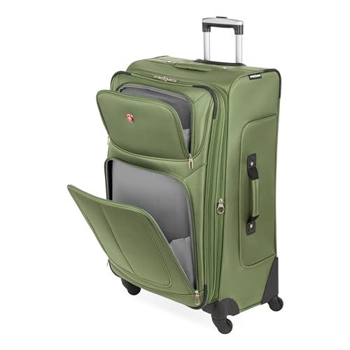 SwissGear Sion Softside Expandable Luggage, Black, Checked-Large 29-Inch