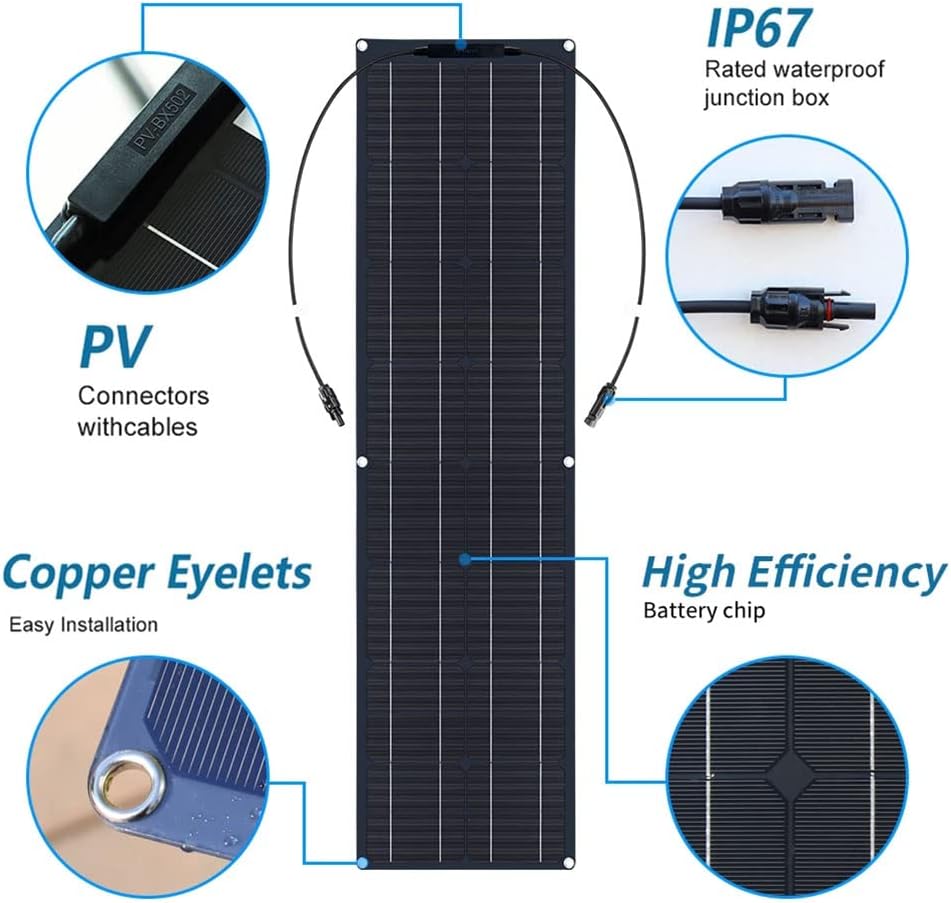 Solar Panel 600W 2X 300W PET Flexible Solar Panel Portable Mono Solar Battery Charger with Controller for Car Yacht Battery Boat,with 40A Controller …