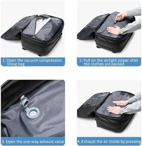 Vacpack Backpack, Anti Theft Vacpack Travel Vacuum Backpack, 60L Expandable Backpack, Water Resistant (Grey+ Electric Vacuum)
