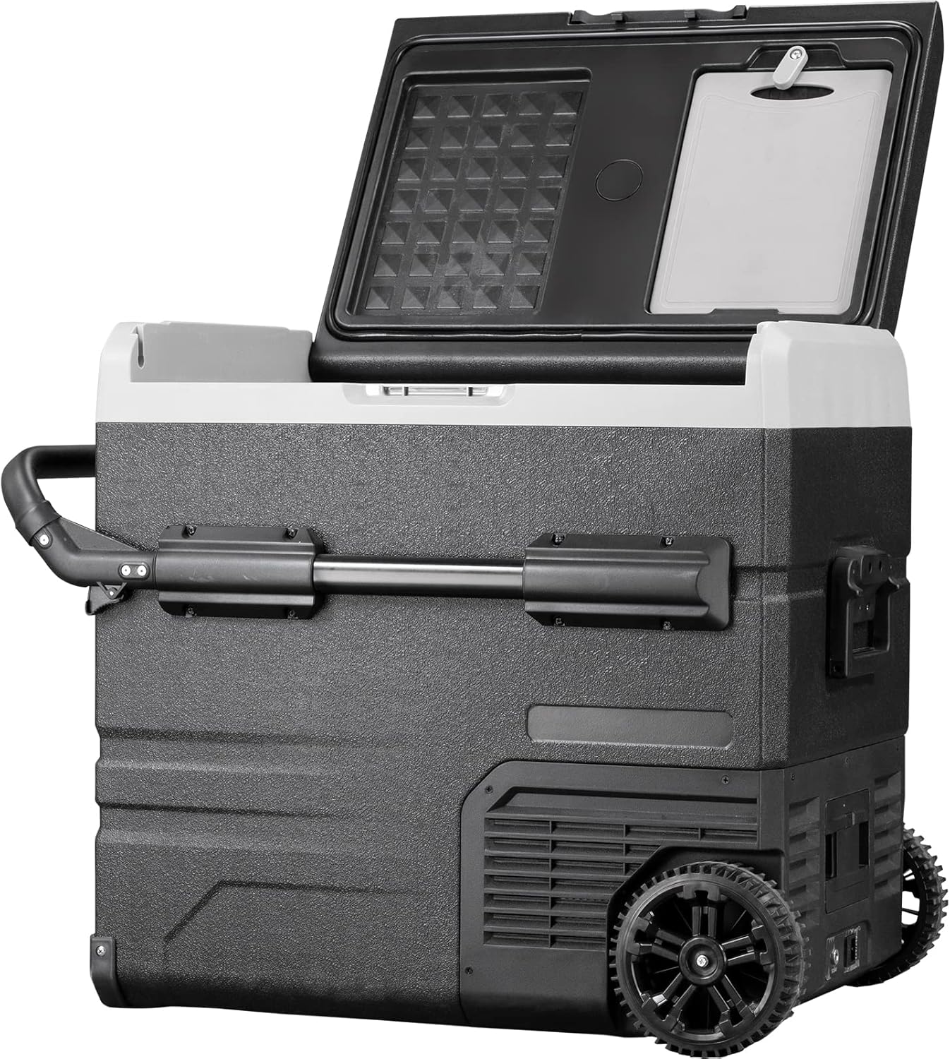 VEVOR 12 Volt Refrigerator 48Qt, Dual Zone Car Fridge Freezer w/App Control & Wheels 12/24V DC & 110-240V AC Electric Compressor Cooler for Truck Vehicle RV Boat Outdoor & Home Use, -4℉-68℉ Black