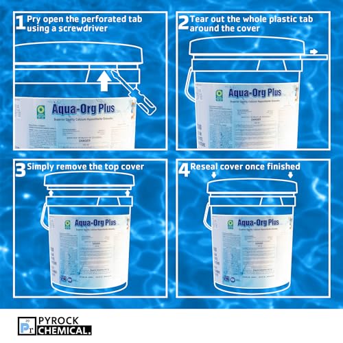 Pool Shock by Aqua Org Plus - 65% Granular Cal Hypo - Swimming Pool Shock for In-Ground, Above Ground, Spas & Hot Tubs - 100 Pound Pail