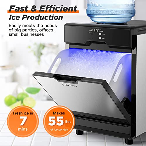 SYCEES Nugget Ice Maker Countertop, 13lbs Storage, Sonic Ice Ready in 7 Mins, 2 Ways to Add Water, Self-Cleaning Pellet Ice Machine for Home, Office, Bar, Cafe, Restaurant, Commercial Use