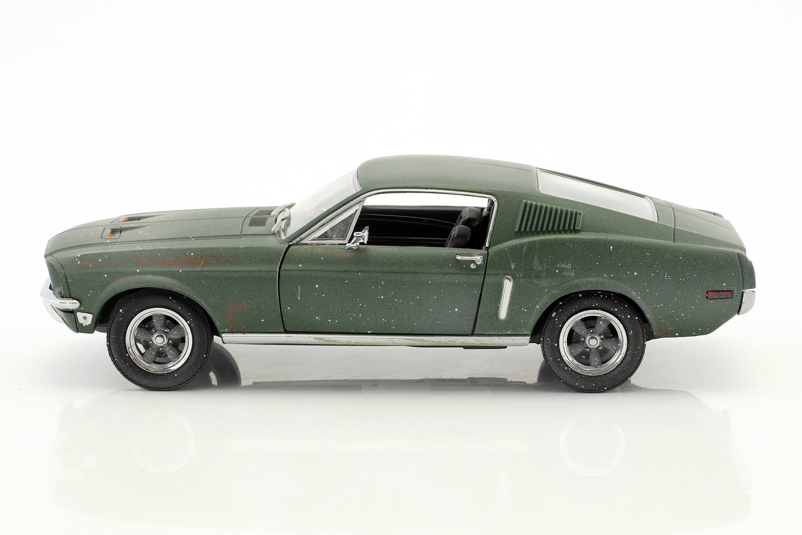 Greenlight 1968 Ford Mustang GT Fastback Green Unrestored Steve McQueen Collection 1930-1980 2018 Detroit Auto Show 1/24 Diecast