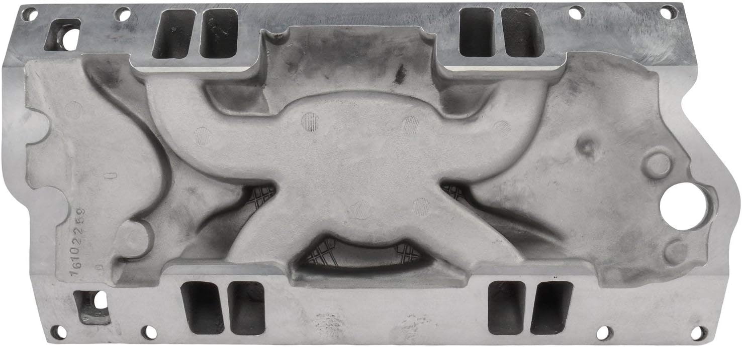 JEGS Small Block Chevy 1996-2002 Intake Manifold | For Use With Vortec Cast Iron Cylinder Heads | Non-EGR Design | Idle - 5500 RPM Power Range | Polished Aluminum | Square Bore Carburetor Mounting Pad