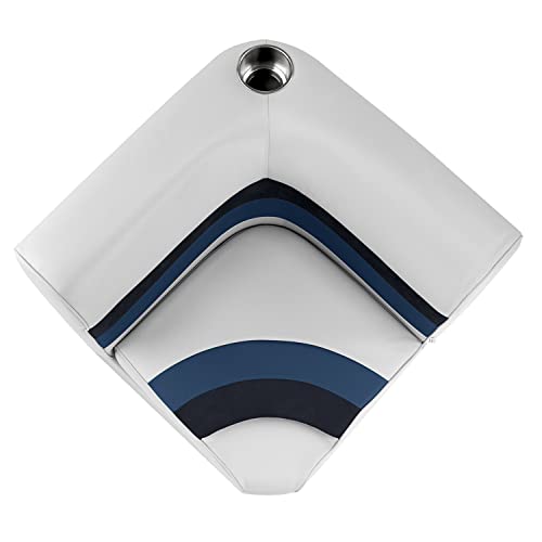 Wise 8WD100-1008 Deluxe Series 37" Pontoon Bench Seat Cushion Set (Base Required to Complete), White/Navy/Blue & 8WD110-204 Deluxe Series Pontoon Left Arm Rest, White