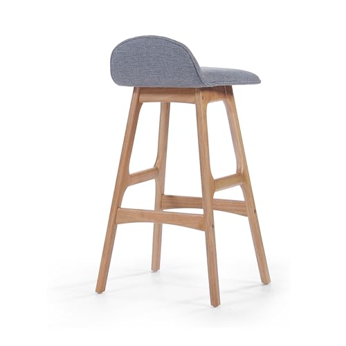 Mid-Century Modern Upholstered Bar Stool Set of 2 Wood Counter Height Chairs with Footrests for Bar Areas Dining Areas Lounges and Small Spaces (Charcoal)