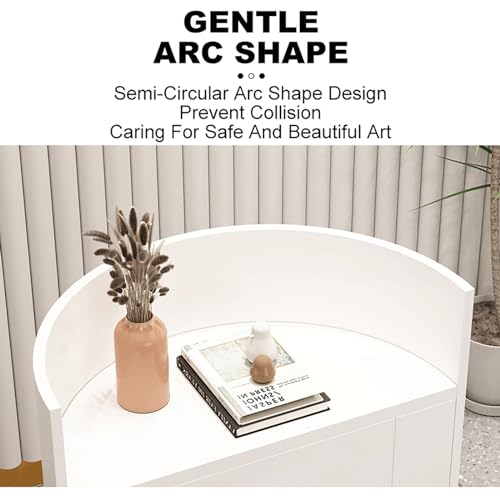 Semicircular Reception Counter Table Retail Checkout Counter Table with Drawers and Cabinets Company Counter Front Desk for Office Reception Room Lobby Beauty Salon Clothing Store.(Pink,50x50x100cm)
