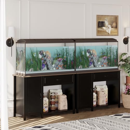 Fish Tank Stand - Heavy Duty Wooden Aquarium Stand with Storage Cabinet for Fish Tank Accessories - 770 LBS Capacity