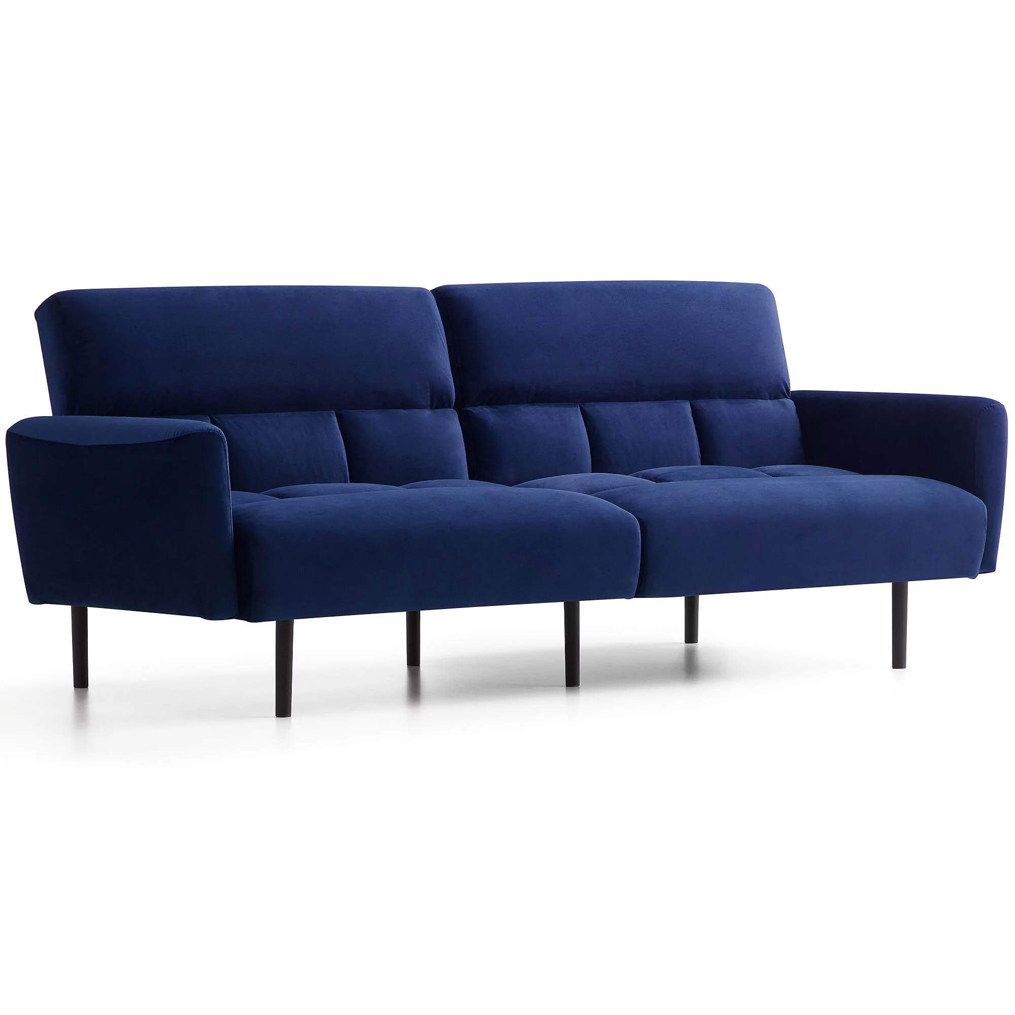Mayview Sofa Bed with Box Tufting and Removable Arms, Navy Velvet