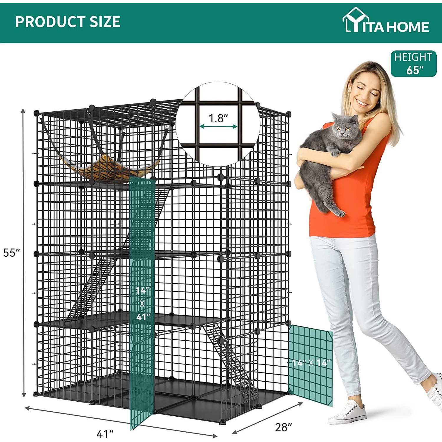 Dextrus 4-Tier Cat Cage Cat Hammock Large Metal Wire Cat Kennel DIY Cat Playpen Perfect - Pet Supplies online store
