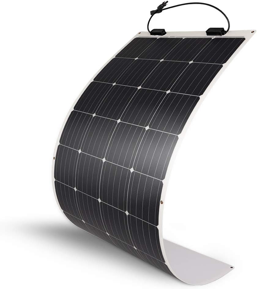 Renogy Flexible Solar Panel 100 Watt 12 Volt Monocrystalline Semi-Flexible Bendable Mono Off-Grid Charger for Marine RV Cabin Van Car Uneven Surfaces