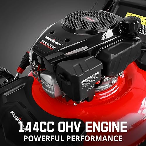 PowerSmart Gas Push Lawn Mower 21in. 144cc 4-Cycle Engine 3-in-1 Mulch, Bag, Side Discharge, 6-Position Height Adjustment