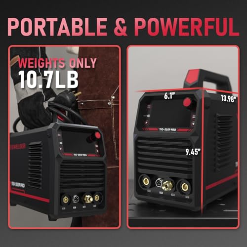 YESWELDER 200A AC/DC Aluminum Tig Welder with Pulse Large LED Display, Digital Inverter STICK/TIG 110/220V Dual Voltage TIG Welding Machine TIG-200P ACDC
