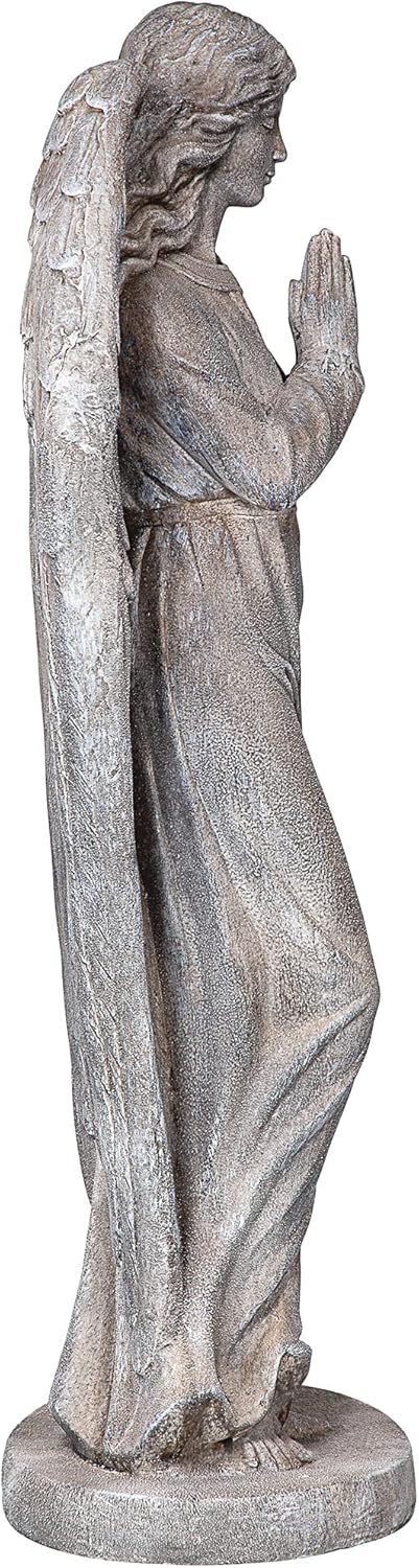 Design Toscano FU63854 Praying Angel of Mercy Outdoor Garden Statue, 18 inches wide, 46 inches tall, Handcast Polyresin, Gray Stone Finish