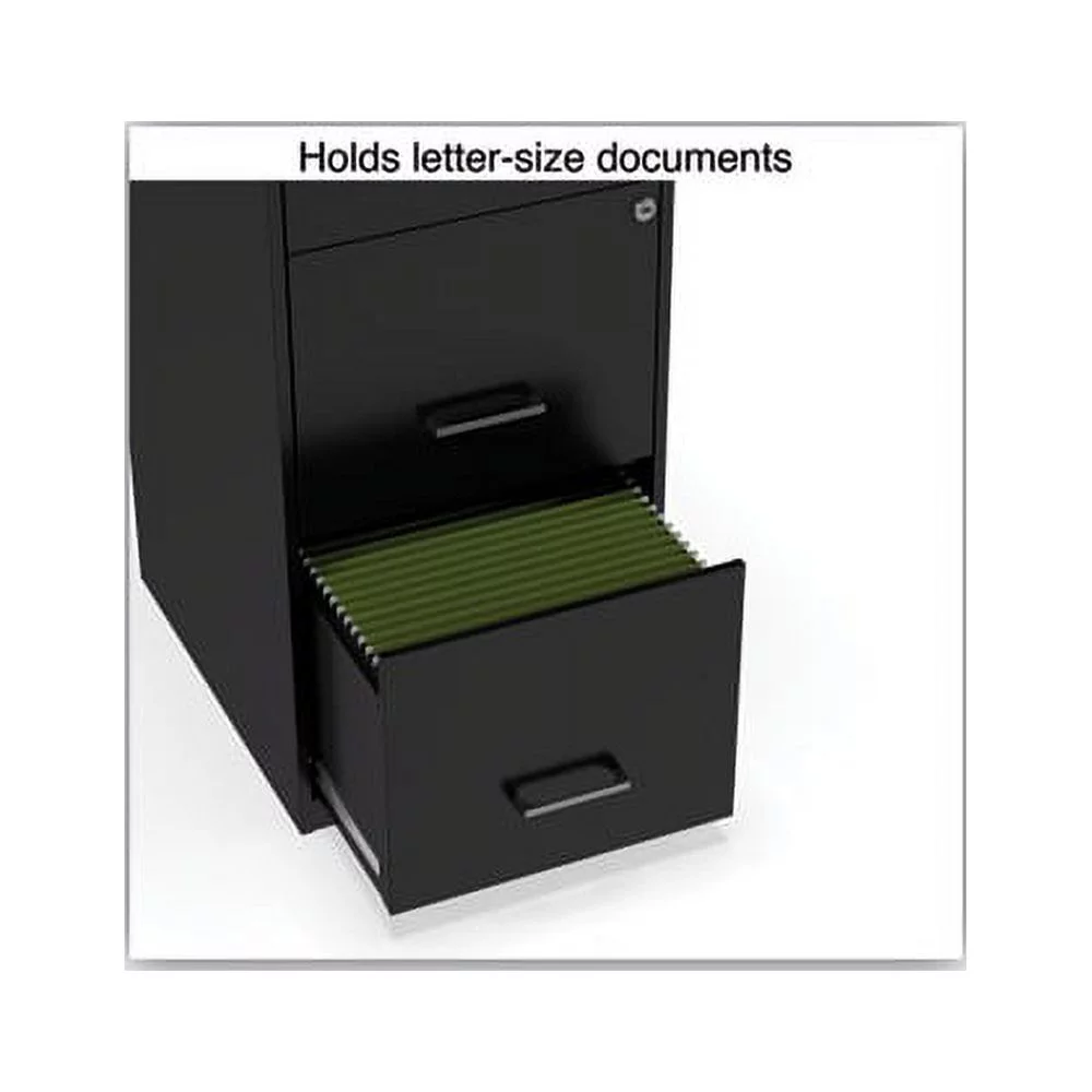 Soho Vertical File Cabinet 3 Drawers: File/File/File, Letter, Black, 14" x 18" x 34.9"