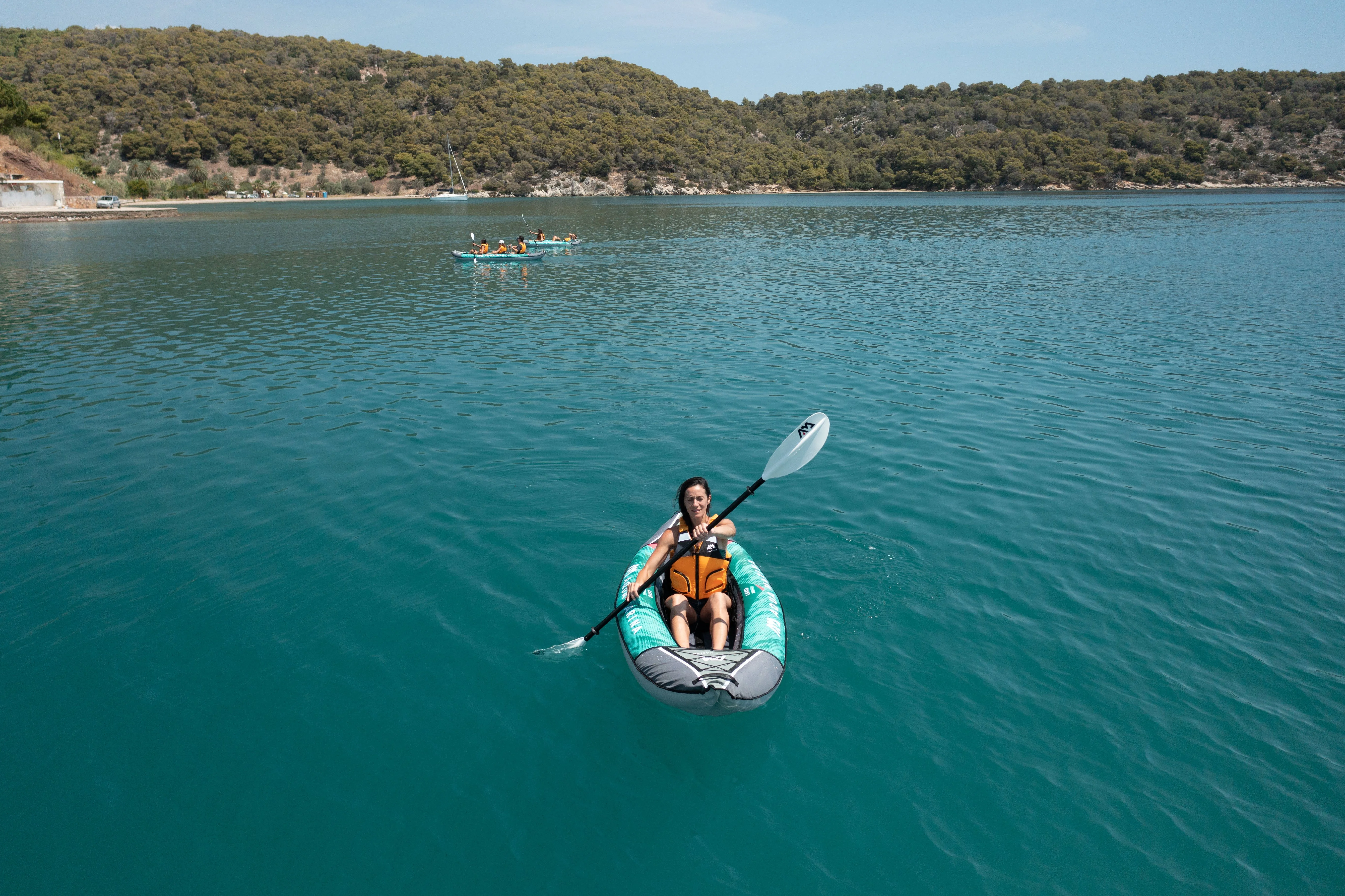 Aqua Marina, 1 Person, RECREATIONAL KAYAK - LAXO 9'4" - Inflatable KAYAK Package, including Carry Bag, Paddle, Fin, Pump & Safety Harness