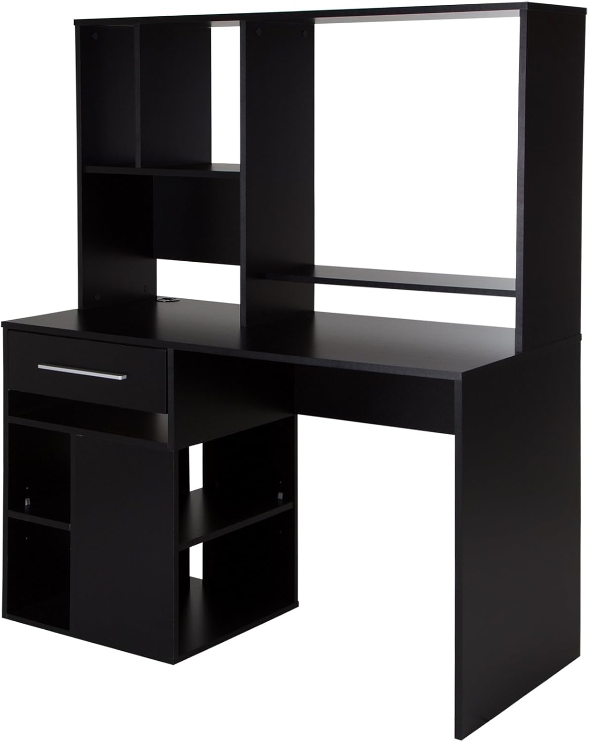 South Shore Narrow Home Office Computer Desk with Hutch, Pure Black