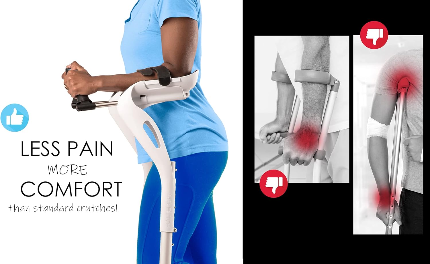 Forearm Crutches Adult, 1 Pair Hands Free Crutches Adult, Ergonomic Walking Cane, 2 Walking Support Forearm Crutches for Adults, Fits (4��11��- 6��8��) Adjustable Crutches, Mobility Device (White)
