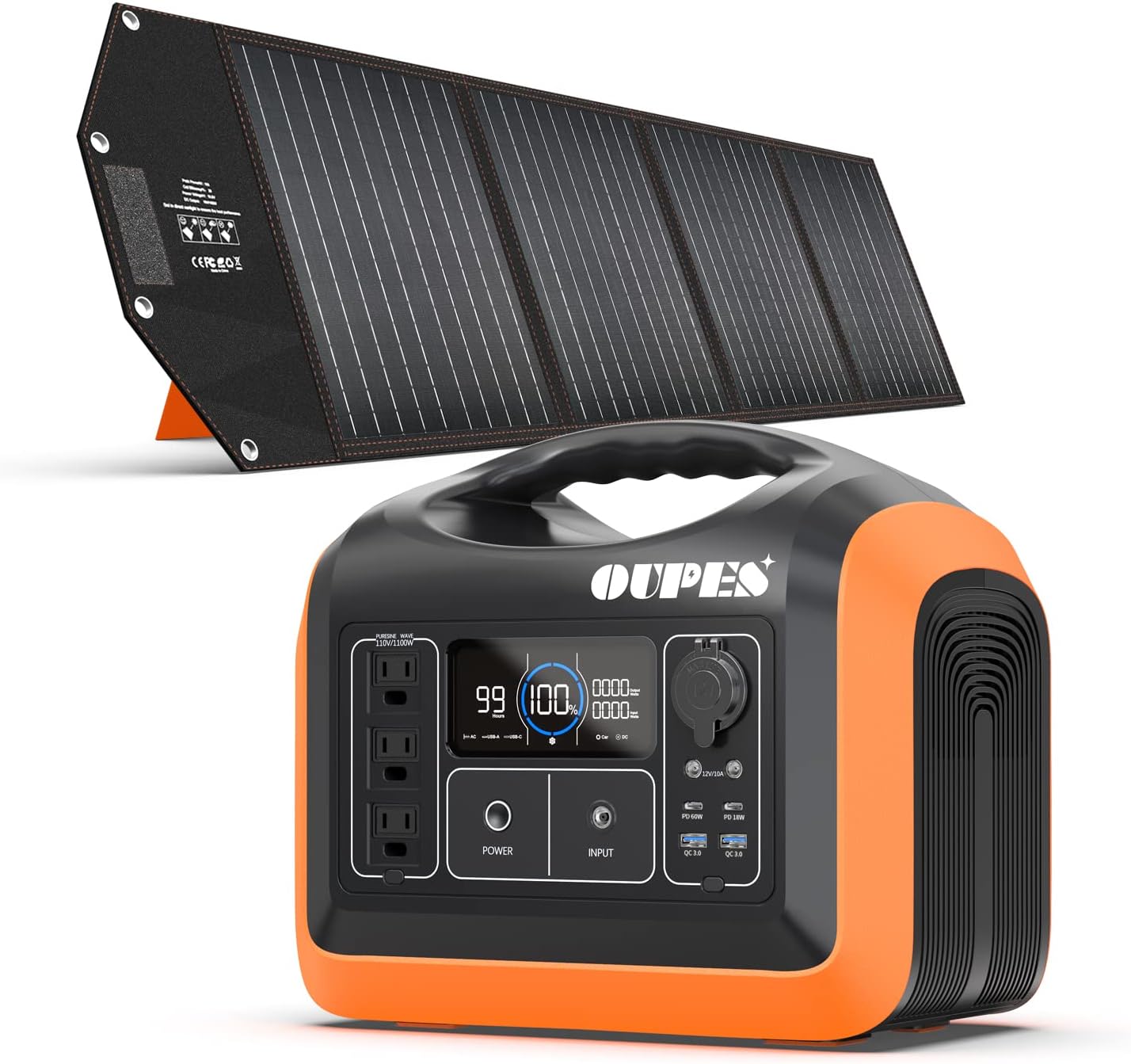 Solar Generator Explorer 1200w, OUPES Portable Power Station 992Wh(2200W Peak) LiFePO4 Power Station Battery Backup, Emergency Generator for Outdoor Camping Home RV