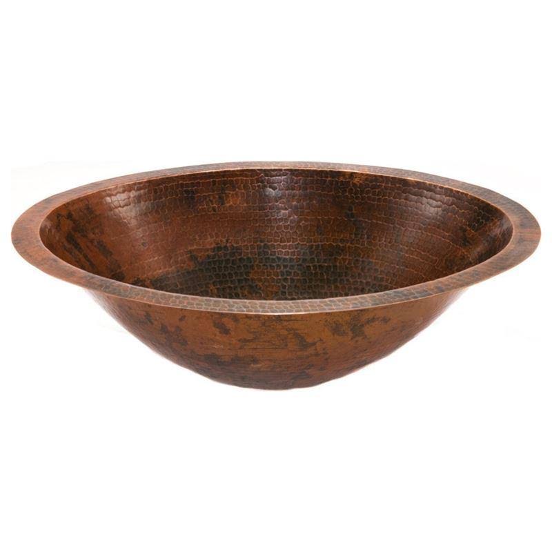 Master Bath Oval Under Counter Hammered Copper Bathroom Sink LO20FDB