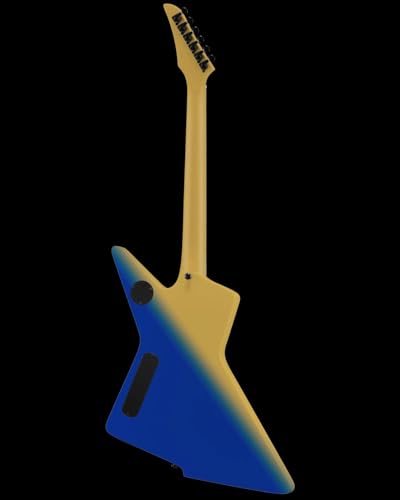 WestCreek Revenge Solid Body Electric Guitar, Heavy Metal Guitar, Right Handed, Heavy Metal Pickups, Rounded End Jumbo Frets, Bone nut, Rosewood Fretboard, Mahogany Body (Blue Yellow Gradient)