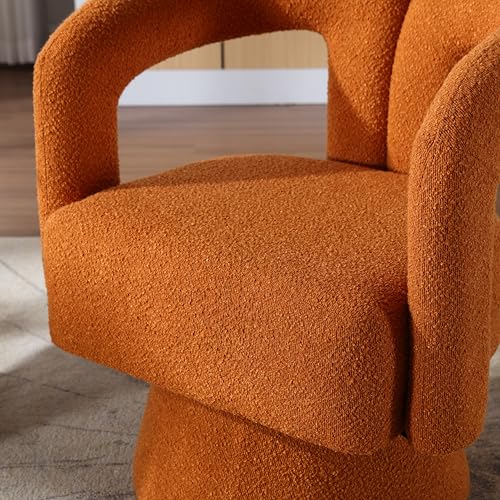 Accent Chair Round Armchairs with Wide Upholstered Modern Reading Seating for Living Room Bedroom Balcony Office Fashionable and Classic Style Rose Red 26.38x21.65x29.13 Inches