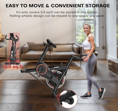 Exercise Bike, Adjustable Magnetic Resistance Stationary Bikes for Home with App Compatible, Quiet Indoor Cycling Bike with 350lbs Weight Capacity Comfortable Seat, Digital Monitor & Phone Mount