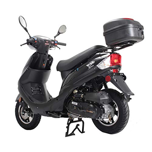 X-PRO Maui 50 Gas Moped with 10" Aluminum Wheels, Rear Trunk, Electric/Kick Start! (Black)