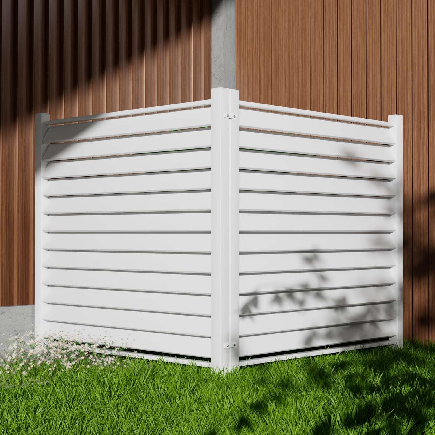 Air Conditioner Fence Outdoor Privacy Screen 48" W X 48" H 2 Panels Privacy Fence Panels for Outside Vinyl Privacy Fence for Yard, Pool Equipment Enclosure Trash Can Screens for Outdoor, Louvered